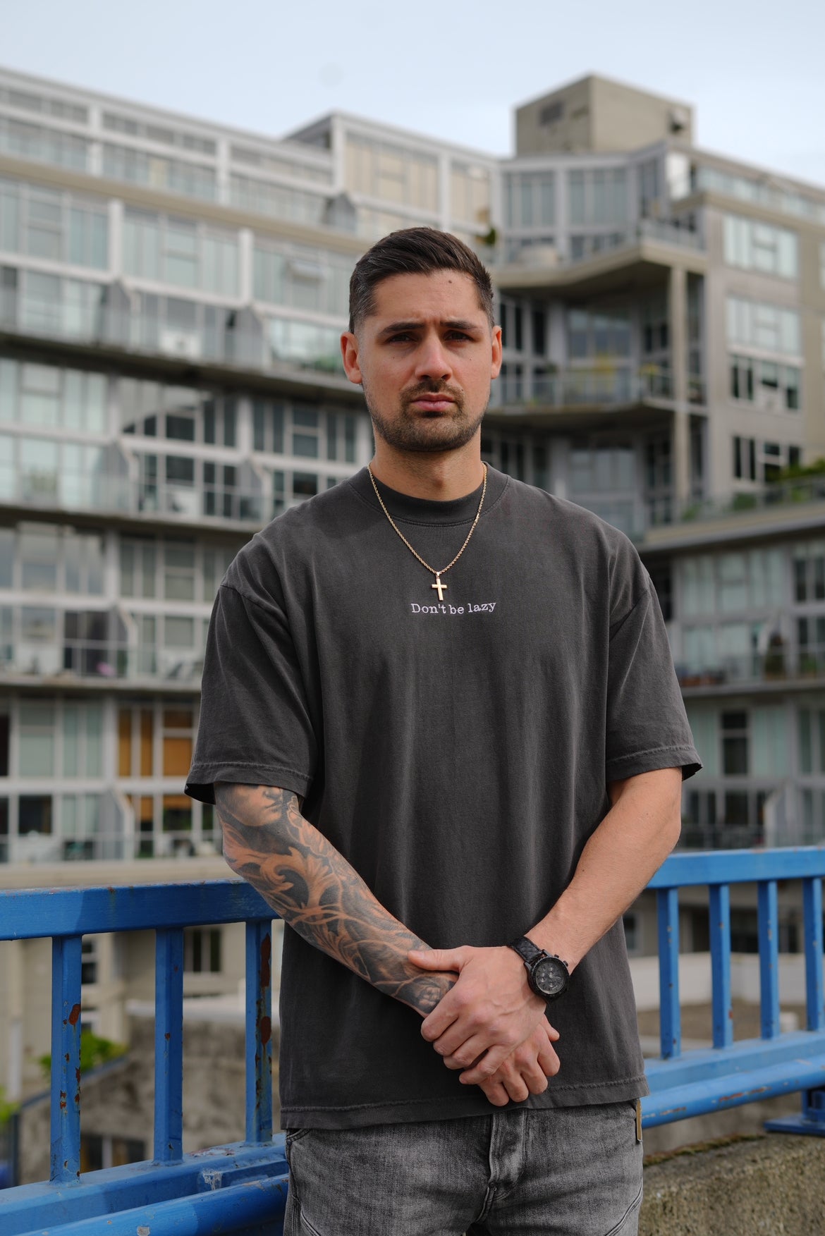 Don't Be Lazy Statement Heavyweight Tee - Black Ash