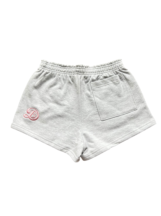 Women’s DBL Cotton Shorts – Heather Grey x Light Pink